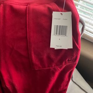 Red juicy couture velour wide leg sweatpants